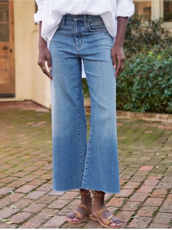 Frank & Eileen Denim - Frank & Eileen Galway Wide Leg Jeans Light Wash Raw Hem Size 25 Made in USA